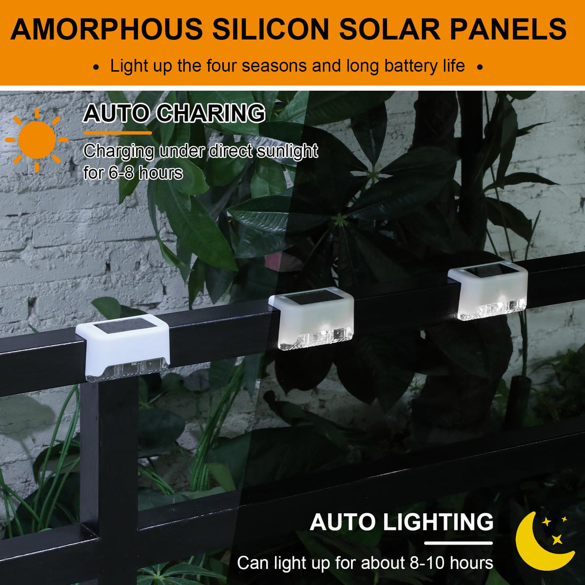 32 Pcs Solar Deck Step Lights Outdoor (White Shell Cool White Light)