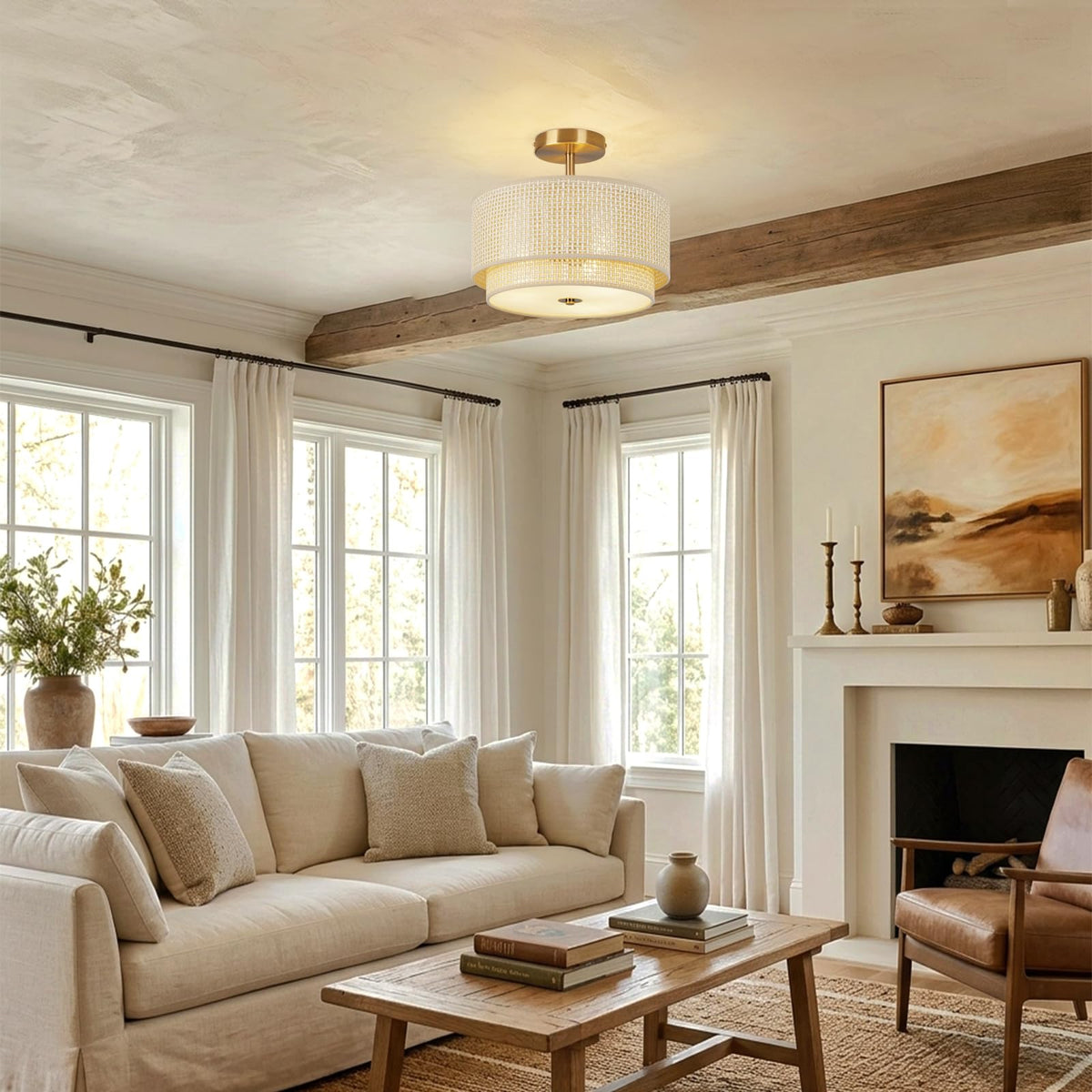 12.6 Inch Semi Flush Mount Ceiling Light (Yellow)