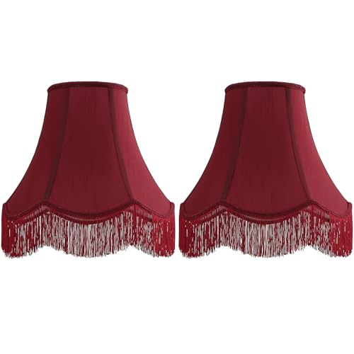 Red Silk Bell Lamp Shades (Burgundy / 2 Pack)