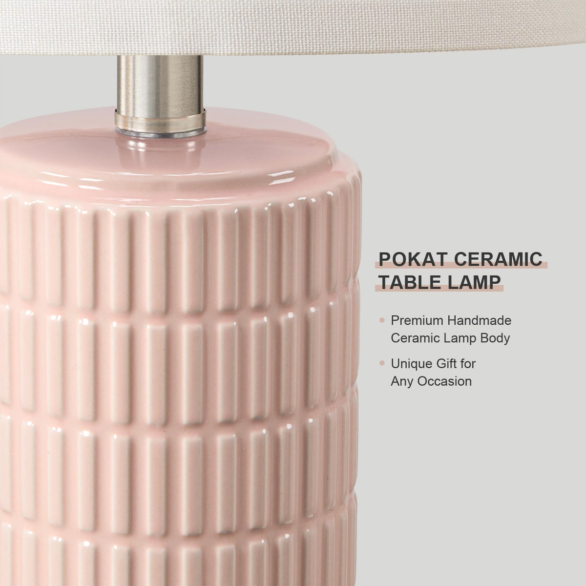 21'' Pink Ceramic Table Lamp with Gift Box (21'' Small - Light Pink with Gift Box)