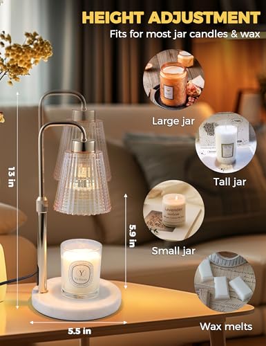Marble Candle Warmer Lamp White with Cycle Timer (Marble White)