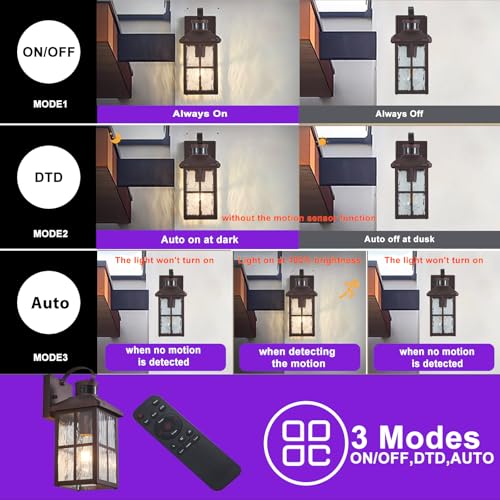 Porch Lights Outdoor with Remote (2 Bronze RW)