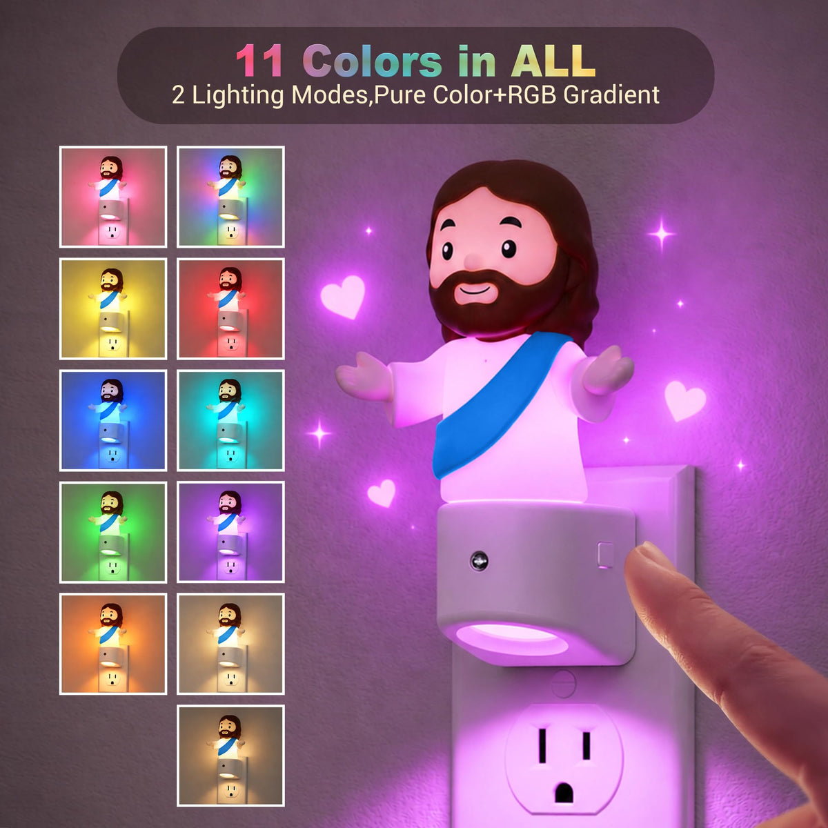 Night Light for Kids (Jesus-blue / 2 Pack)