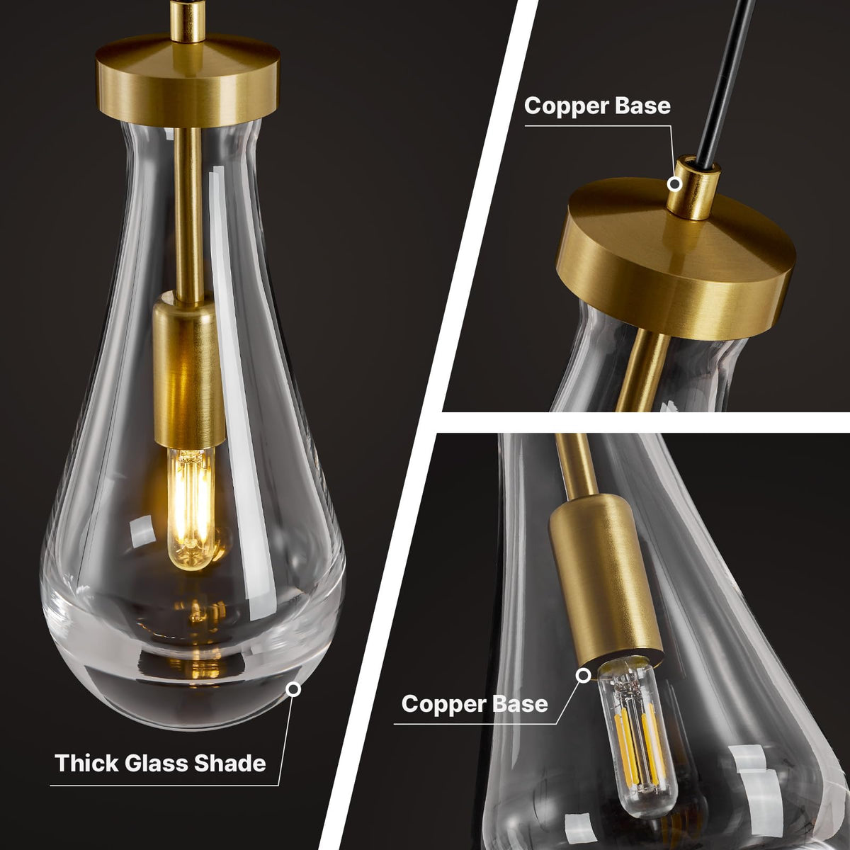 Single Raindrop Pendant Lights (Gold / 1 Head)