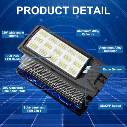 Solar Street Lights Outdoor (S-9700W-2 Pack)