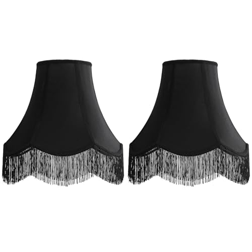Black Silk Bell Lamp Shades Set of 2 (BLACK / 2 Pack)