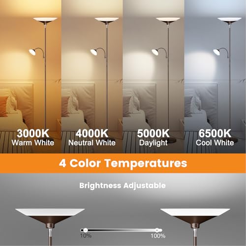 Brown Torchiere LED Floor Lamp (Brown)