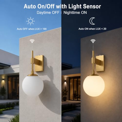 18.1" Dusk to Dawn Outdoor Wall Sconce (Brass (with Photocell))
