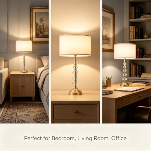 Crystal Table Lamp (Crystal bead column+White)