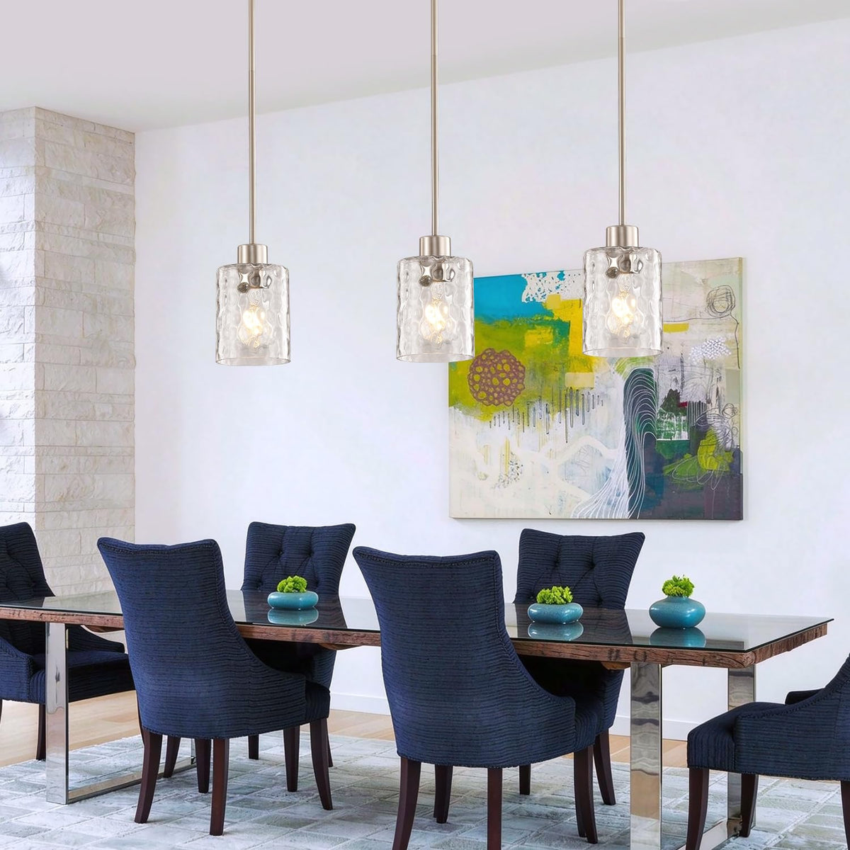 2 Pack Brushed Nickel Glass Pendant Light (2 pack brushed nickel water glass)