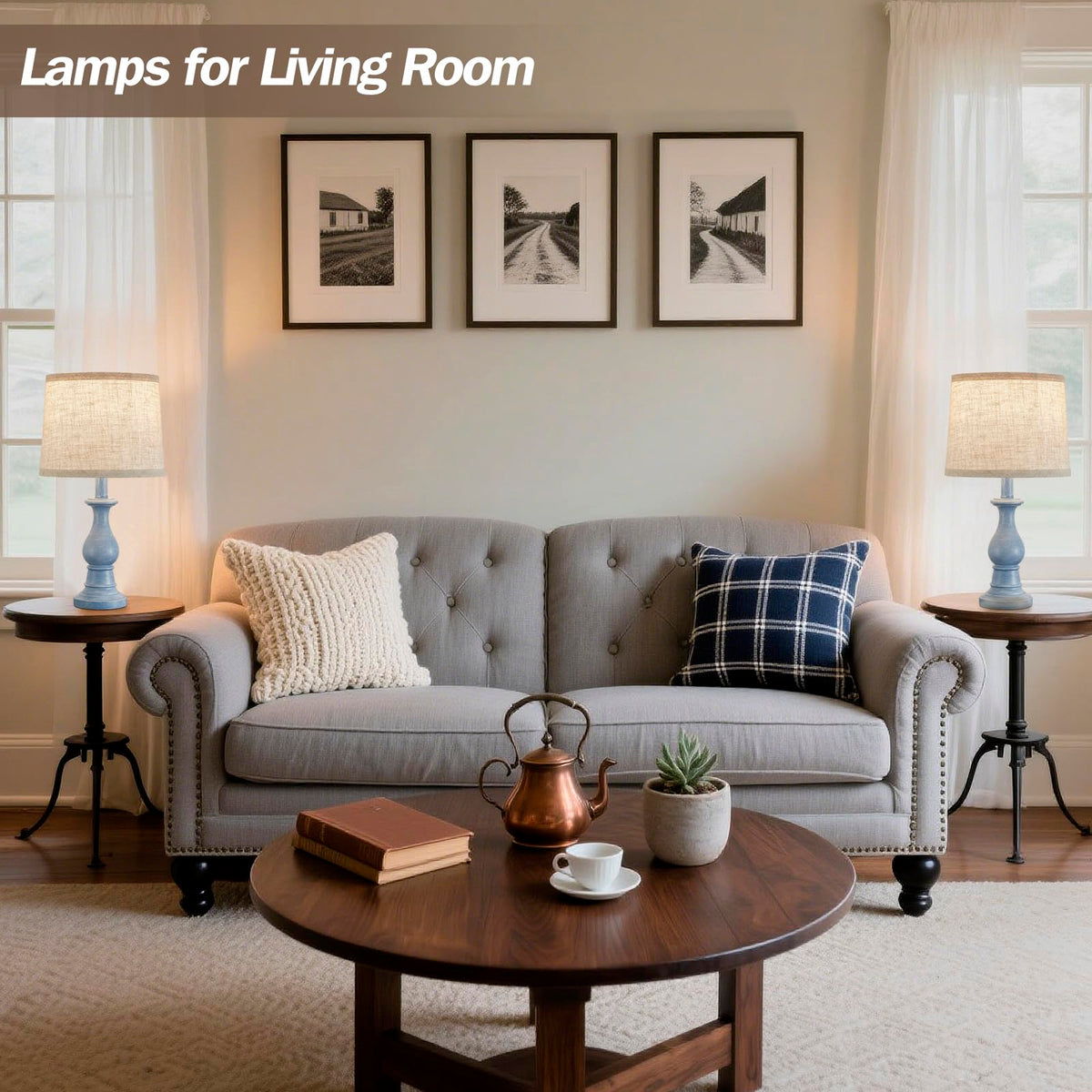 Table Lamps Set of 2 (Blue)