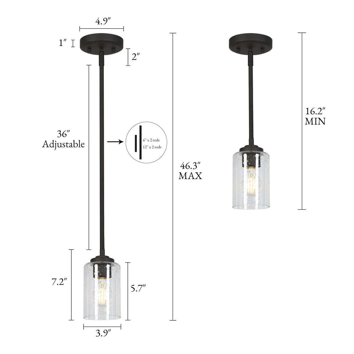 Pendant Lights Kitchen Island (3.9" D x 7.2" H / Oil-Rubbed Bronze)