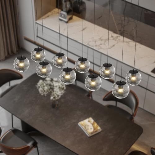 Rectangular Chandelier Smoke Gray Chandelier for Dining Room Large Chandeliers for High Ceiling 10 (Smoke Grey / Rectangle 10-Light)