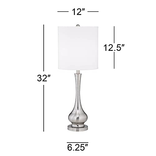 Luffa 32" Large Table Lamp Silver Sleek Brushed Nickel Skinny Gourd