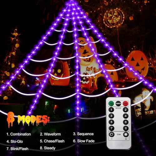 Spider Webs Halloween Decorations (Purple / 16.4Ft)