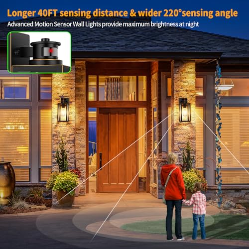 2 Pack Motion Sensor Outdoor Wall Lights (Bronze / 13.25 inch)