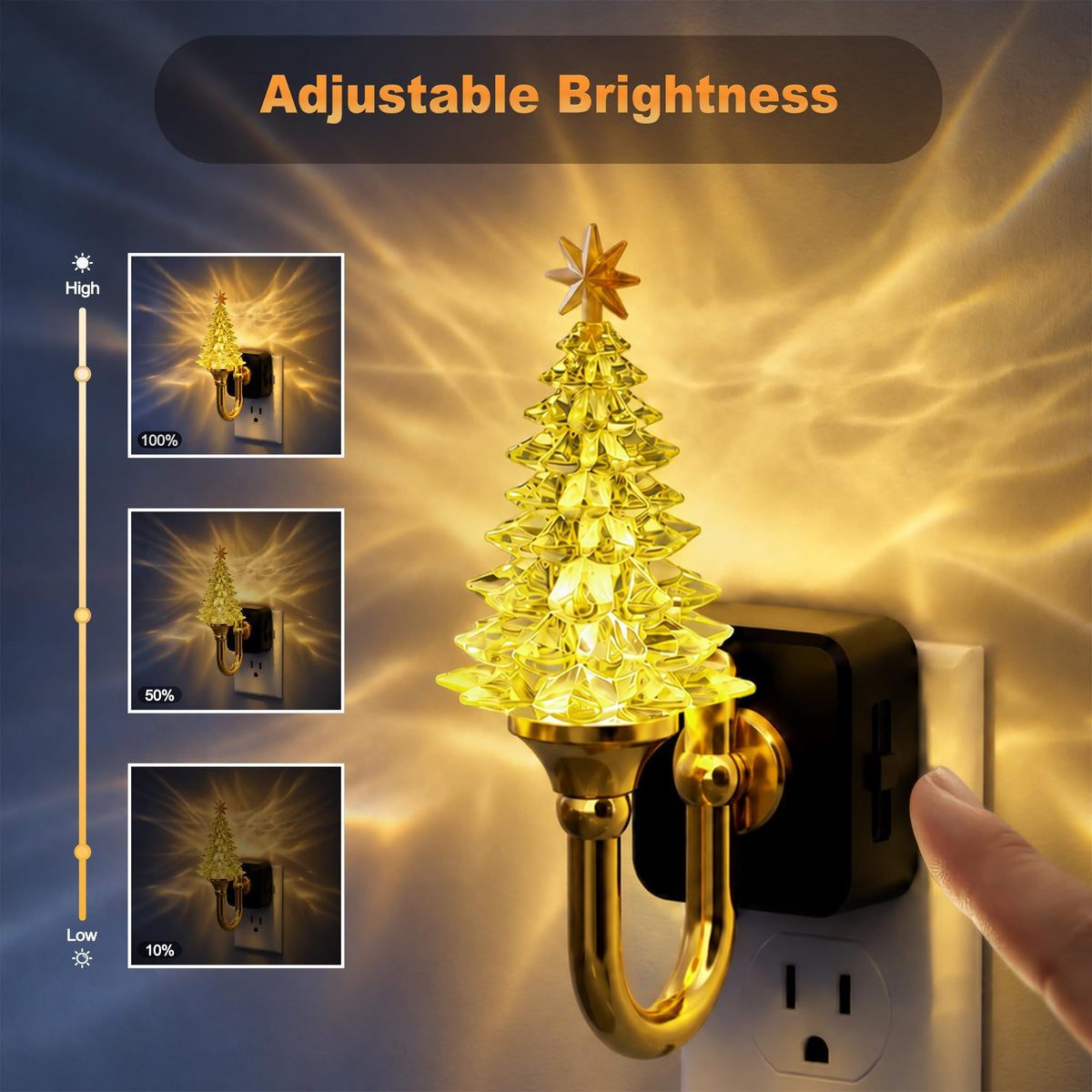 Crystal Christmas Tree Night Light (Green Crystal Christmas Tree—3000K / 1 Pack)