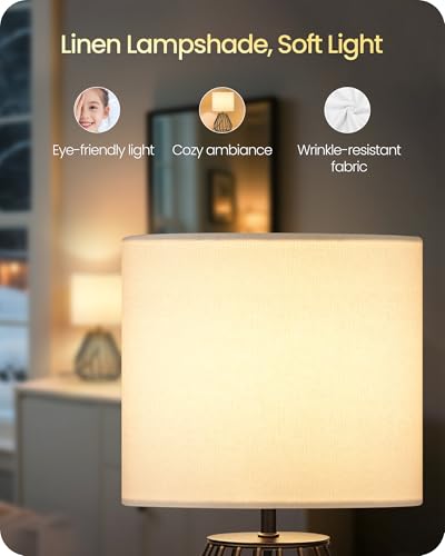 Small Table Lamp for Bedroom (White + Black)