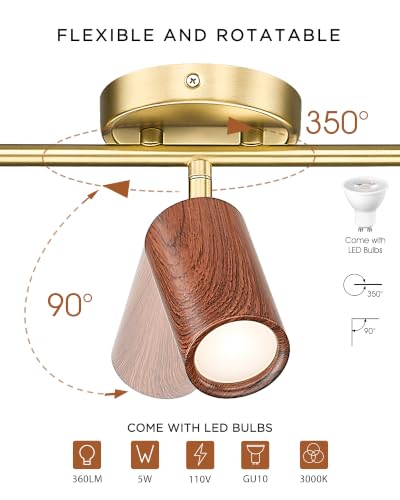 52.8" Track Lights (Kaleidoscope, Walnut Wood Grain / 53", 6-light)