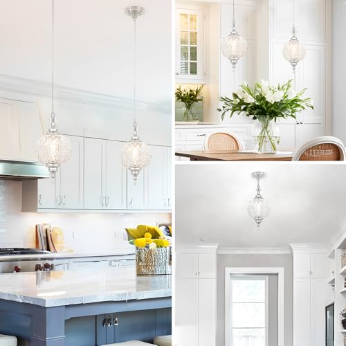 Pendant Lights Kitchen Island 2 Pack with Clear Glass