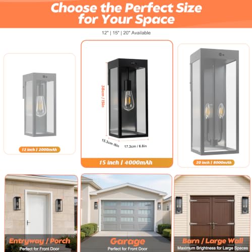 15'' Motion Sensor Solar Wall Lights Outdoor (15in)