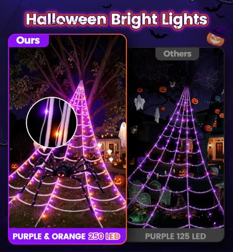 Halloween Giant Spider Web Decoration with Glow (dual‑color)