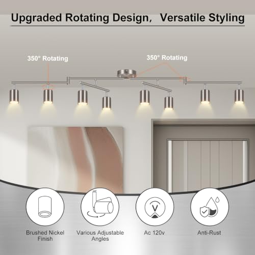 8 Light Track Lighting Fixtures Ceiling (8 light -brushed nickel)