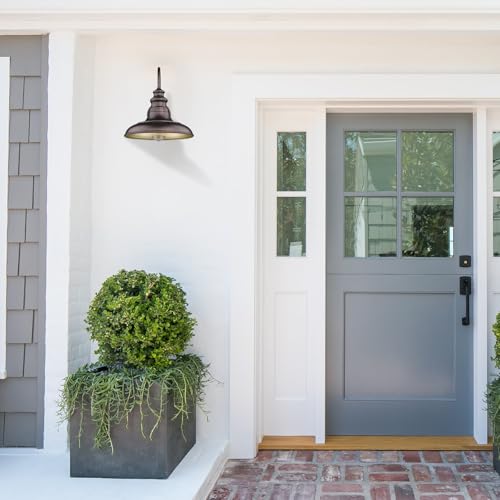 Dusk to Dawn Sensor Outdoor Barn Light Fixture Outdoor Wall Sconce Farmhouse Wall Mount Lights Exterior Light Fixture Bronze Finish Industrial Wall Lantern for Porch (Oil-Rubbed Bronze / 03-DDRZ004-4PACK(Dusk to Dawn))