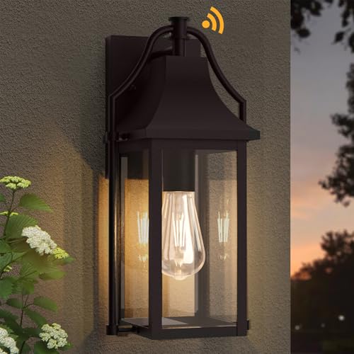 Dusk to Dawn Outdoor Wall Lantern (Brown(with Brown Base) / 14.8inch-e26 Base)