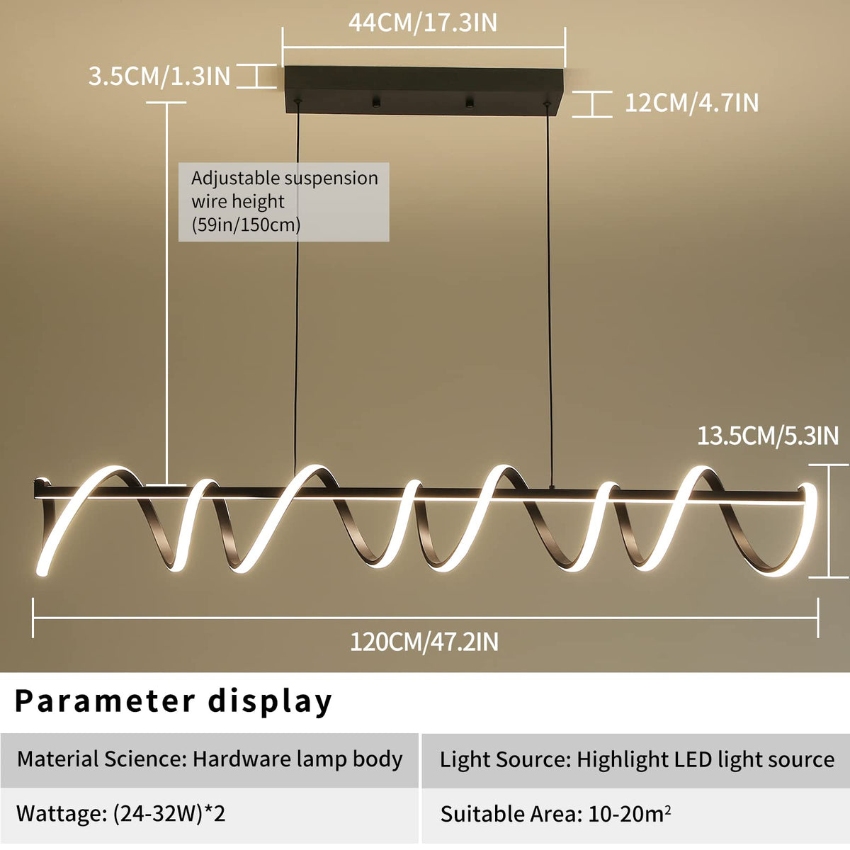 Modern Design Dimmable Desk Linear Pendant Light (H / 47IN)