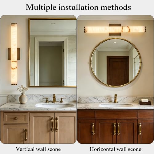Alabaster Wall Sconce Modern LED Marble Wall Light 23.6" (Gold-Warm light / 23.6in-1pack)