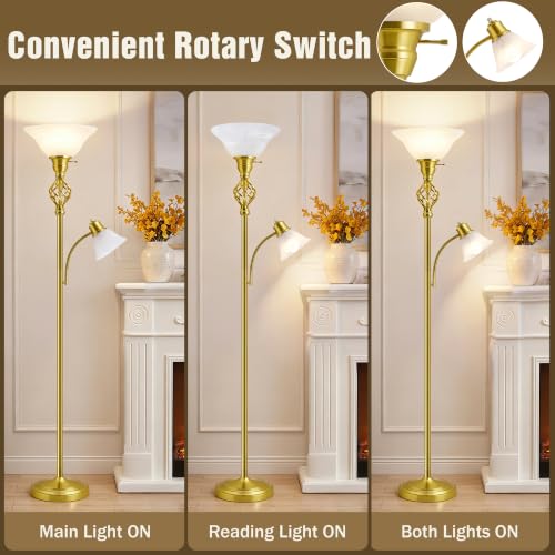 Torchiere Floor Lamp for Living Room (Gold 2)