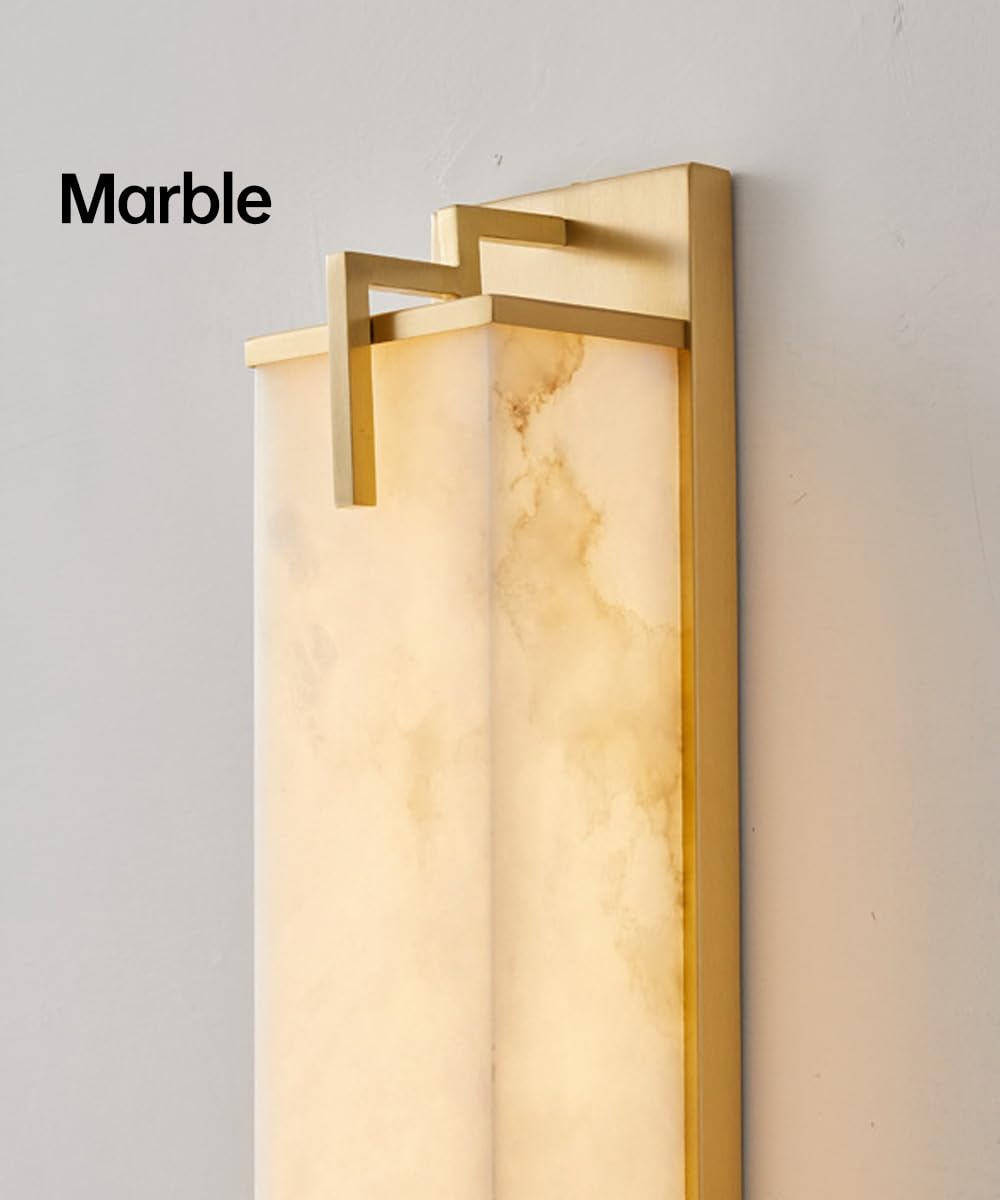 Modern Marble Wall Sconce Natural Alabaster Sconce (Black / 47CM)