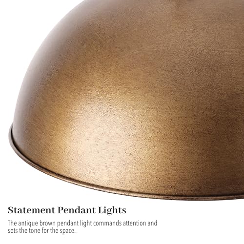 17.7 Inch Large Dome Pendant Light (Antique Brown / 17.7 Inch)