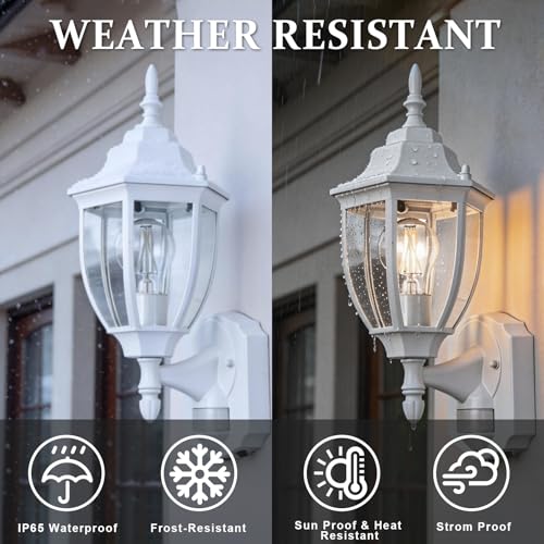 Porch Lights Outdoor Motion Sensor Wall Sconce Anti (White / Standard - 1 Pack)