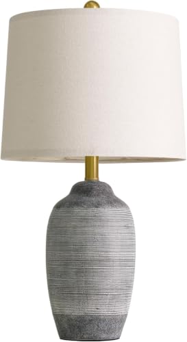 24.5" Vintage Ceramic Table Lamp with 5FT Cord (24.5" Rustic Black & Gray)
