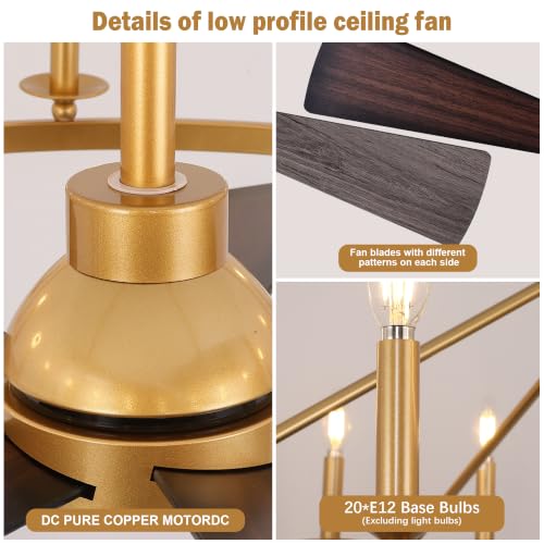 50" Wagon Wheel Chandelier Ceiling Fan with Lights (Gold / 50 inch)