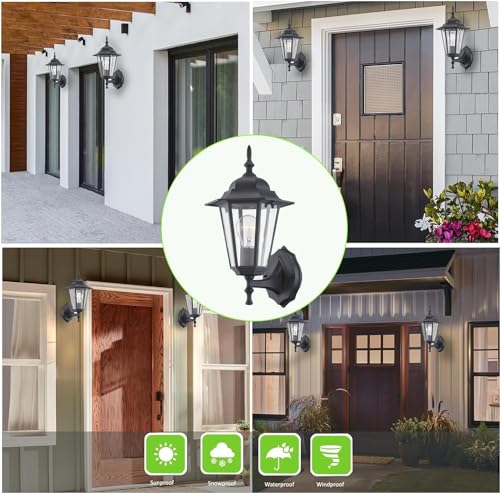 2 Pack Outdoor Wall Light (2 Pack / Black)