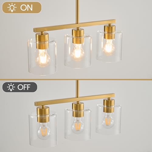 3 Light Gold Kitchen Island Lighting (Gold & Clear Glass / 3 Light)