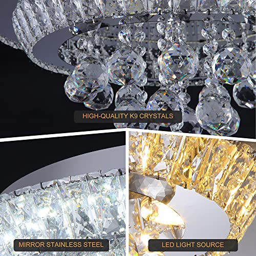 Elegant LED Crystal Raindrop Ceiling Light (Silver / 20 inches)