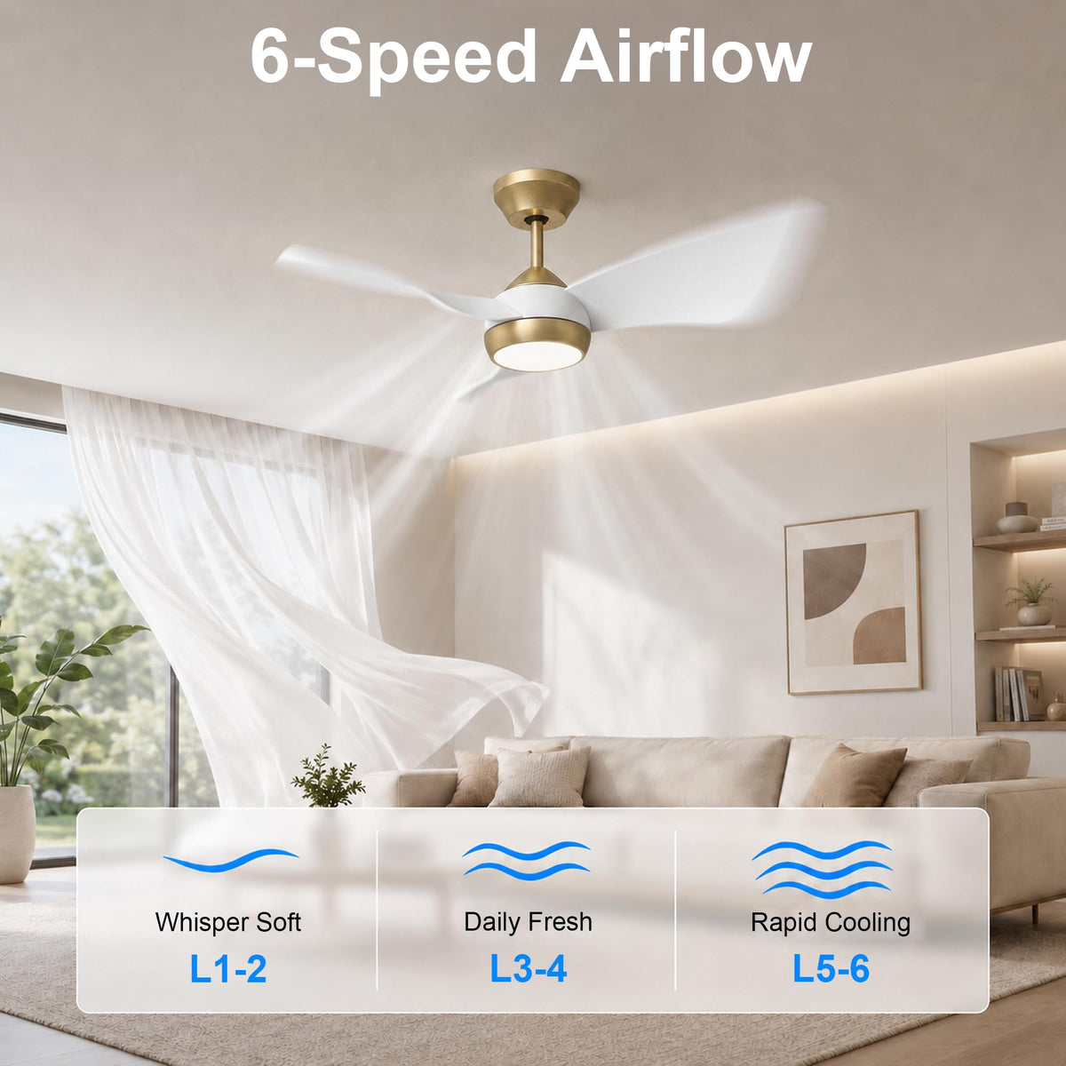 2 Pack 30" Small Ceiling Fan with Light (Brushed Brass & White / 30 Inch)