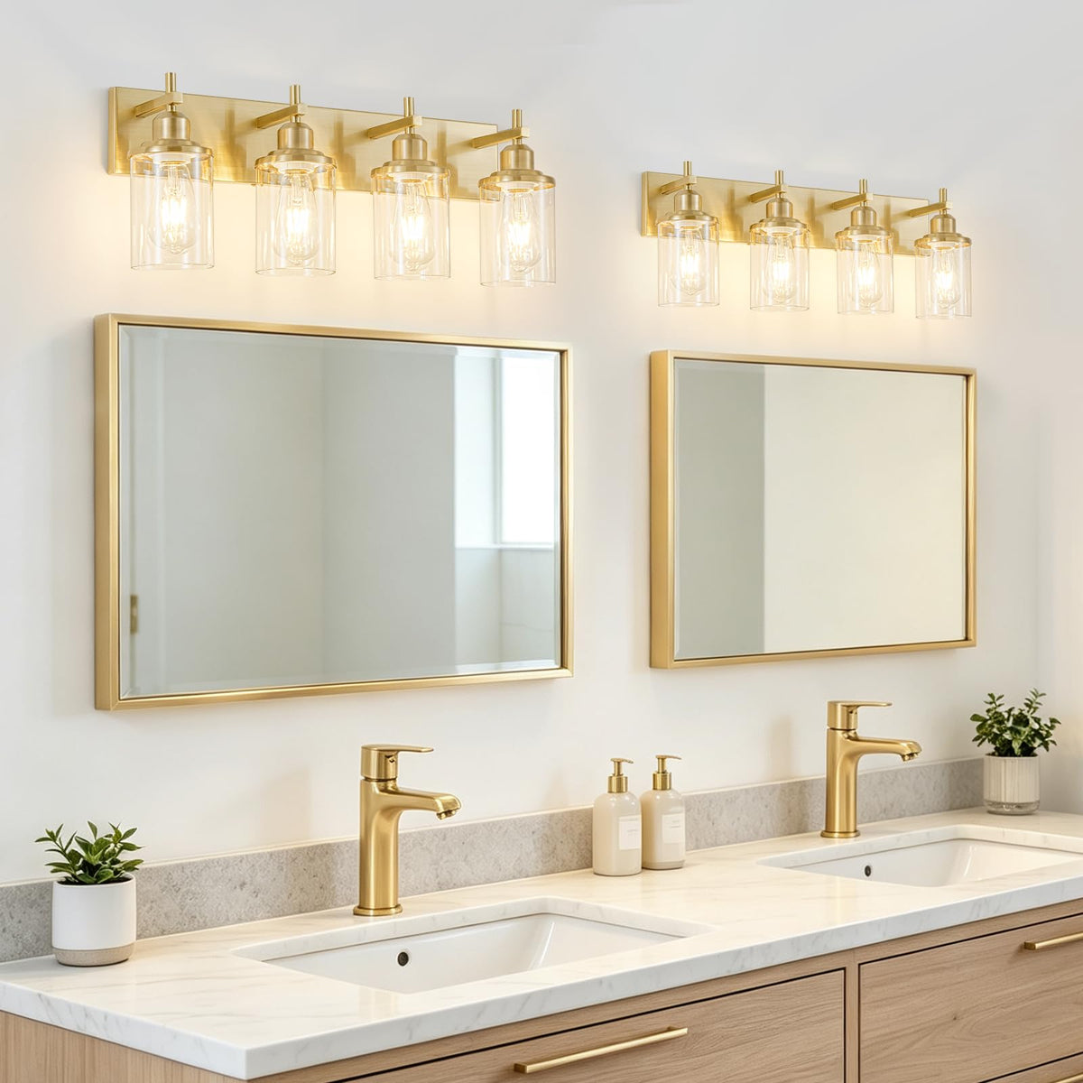 4 Light Brushed Gold Modern Bathroom Light Fixtures Over Mirror (Brushed Gold / 4-Light)