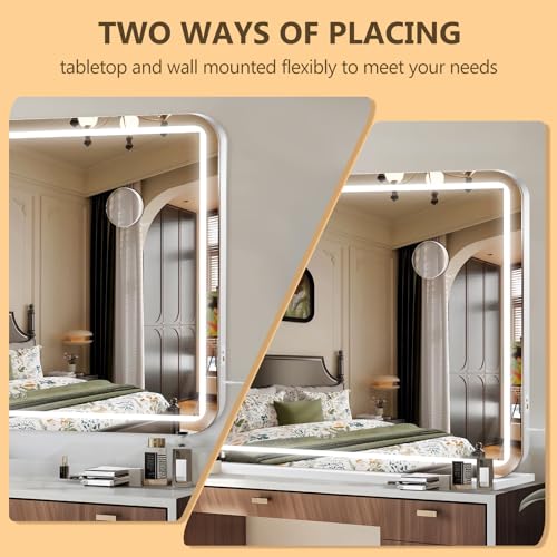40" x 30" Vanity Mirror with Lights (White / 40"L x 30"W)
