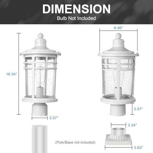 Outdoor Post Lights Lamp Posts Outdoor Lighting (White / Large,1Pack)