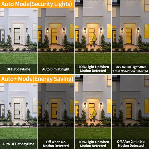 2 Pack Motion Sensor Outdoor Wall Lights (Brown / 13.25 inch)