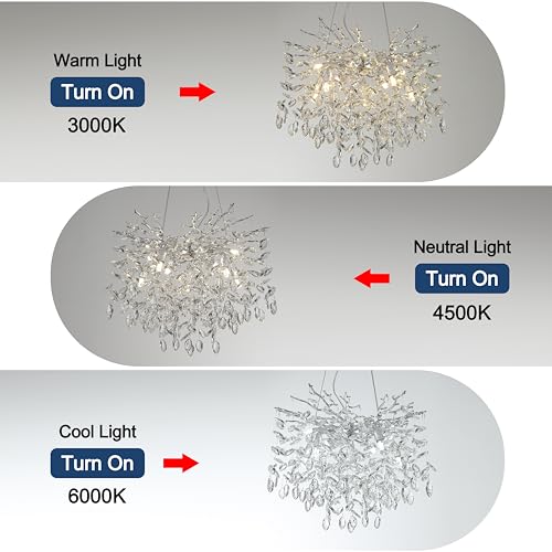 Modern Crystal Tree Branches Chandelier (Silver / Round 23.5")