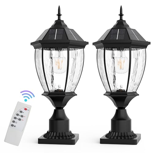 Solar Lamp Post Lights Outdoor with Remote (2 PACK)
