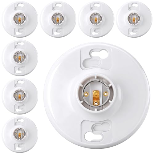8 Pcs E26 Light Socket Medium Base Lamp Holder White lamp Socket