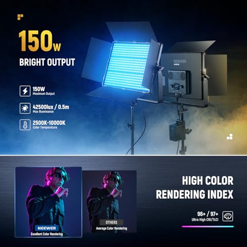 150W RGB LED Panel Video Light Kit with Barn Doors (AP150C)