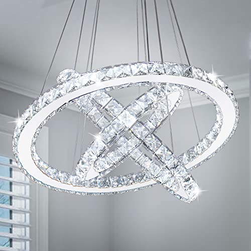 Three Rings LED Pendant Light Modern Height Adjustable Crystal Chandelier